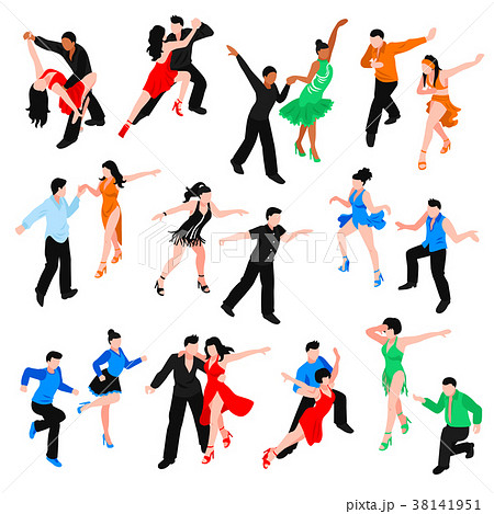 Dances Isometric People Setのイラスト素材