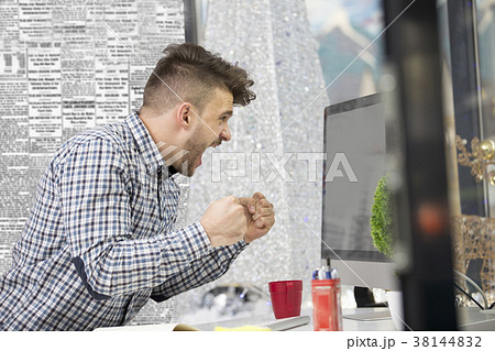 Side profile shot of frustrated young brunet 38144832