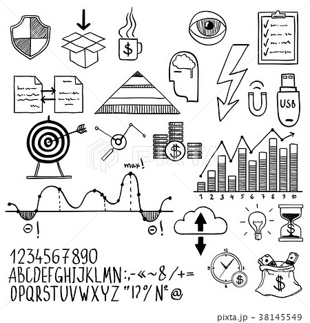 business finance doodle hand drawn elements with 38145549