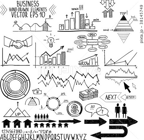 set of hand drawn business finance elements vector set of hand drawn business finance elements vector 38145749