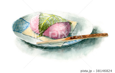 水彩で描いた道明寺桜餅 水彩で描いた道明寺桜餅 38146824