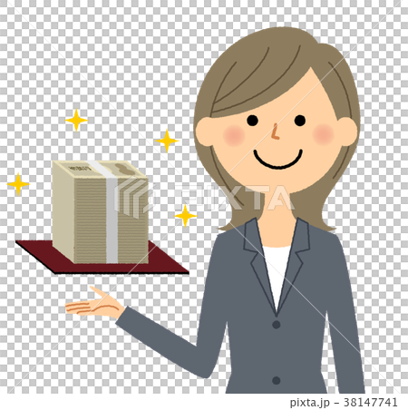 スーツの女性　大金 38147741