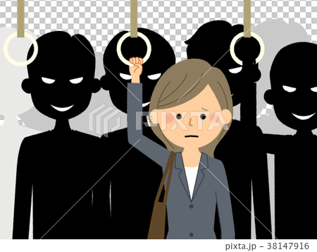 スーツの女性　通勤電車 痴漢 38147916