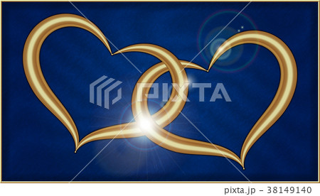 Two Golden Hearts on Blue Velvet Two Golden Hearts on Blue Velvet 38149140