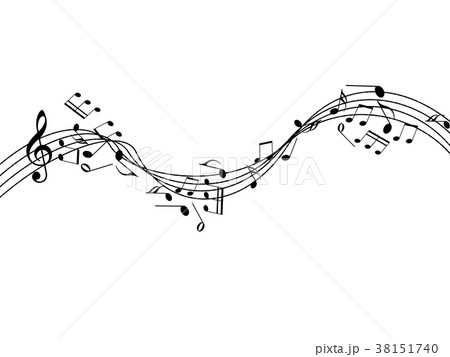音楽 五線譜 ト音記号 譜面 音符 ミュージックのイラスト素材