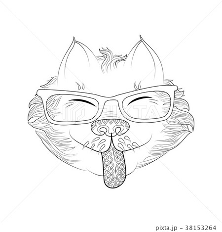 Tangle pattern cat in glasses. 38153264