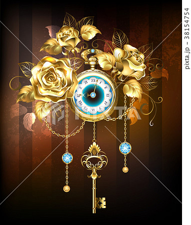 Clock with gold roses 38154754