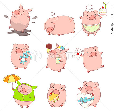 Collection of cute pigs 38155258