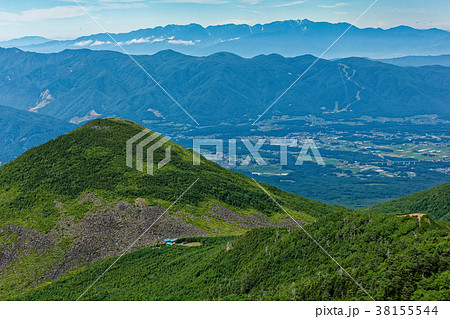 八ヶ岳連峰・権現岳稜線から見る編笠山と中央アルプスの山並み 八ヶ岳連峰・権現岳稜線から見る編笠山と中央アルプスの山並み 38155544