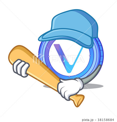Playing baseball VeChain coin character cartoon 38158684