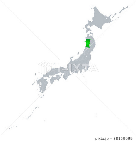 秋田県地図 日本列島のイラスト素材