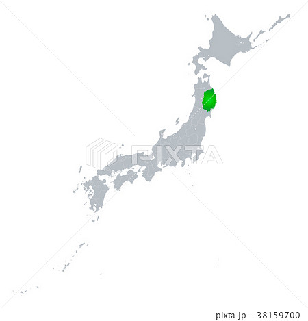 岩手県地図 日本列島のイラスト素材