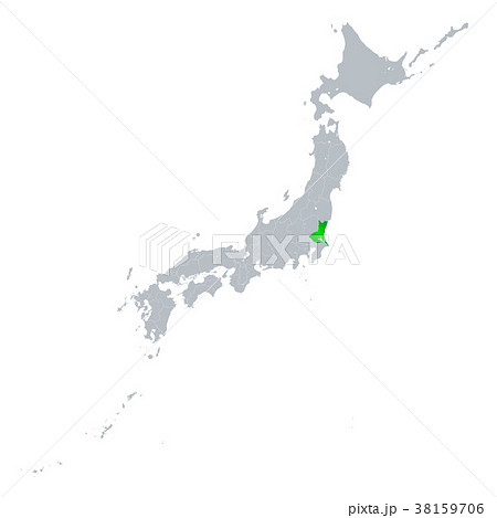 茨城県地図 日本列島のイラスト素材