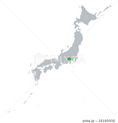 山梨県地図 日本列島のイラスト素材