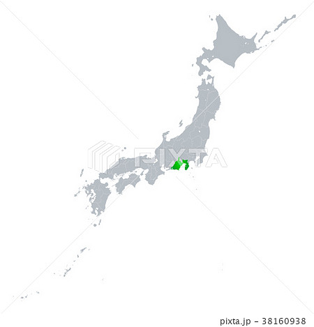 静岡県地図 日本列島のイラスト素材