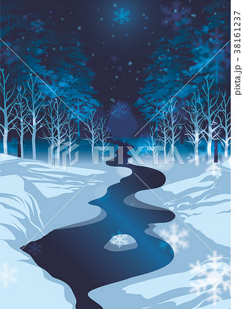 風景 夜空 川のイラスト素材
