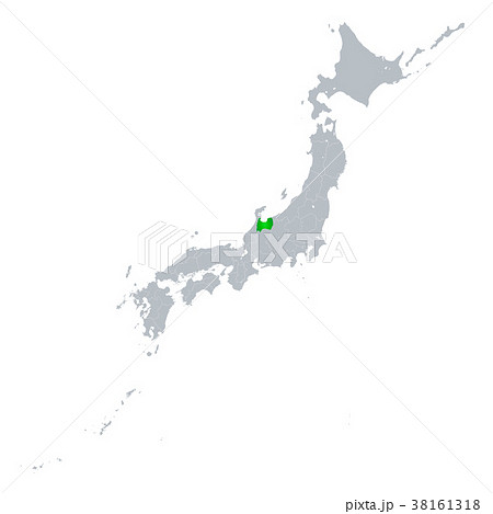 富山県地図 日本列島のイラスト素材