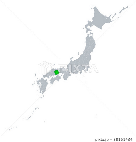 岡山県地図 日本列島のイラスト素材