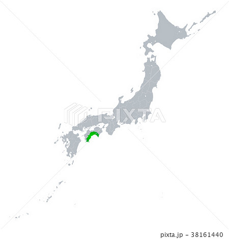 高知県地図 日本列島のイラスト素材