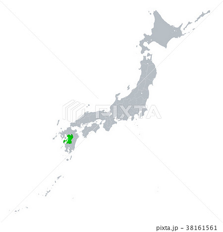 熊本県地図 日本列島のイラスト素材