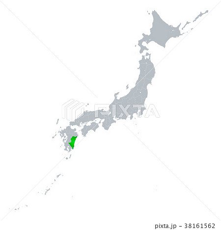 宮崎県地図 日本列島のイラスト素材