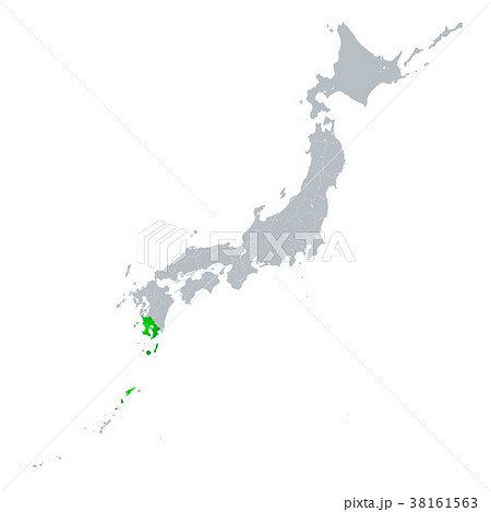 鹿児島県地図 日本列島のイラスト素材