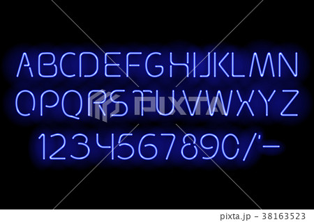 Blue neon alphabet 38163523