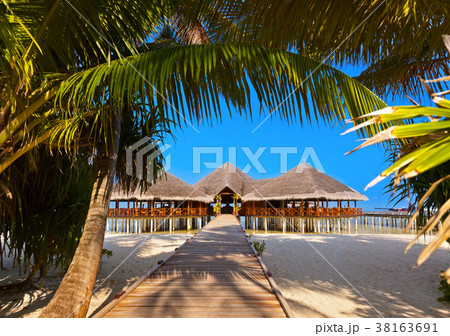 Cafe on tropical Maldives island Cafe on tropical Maldives island 38163691