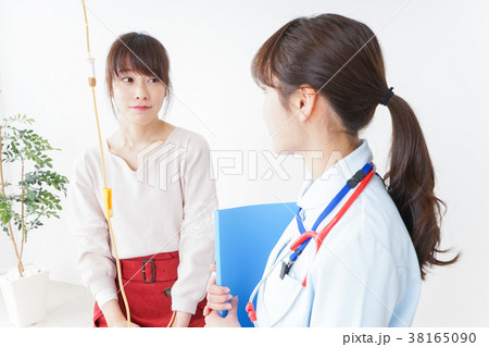 病院で診察を受ける患者とナース 病院で診察を受ける患者とナース 38165090