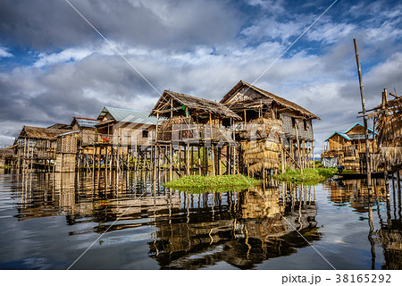 Wooden houses on piles, Inle Lake, Myanmar Wooden houses on piles, Inle Lake, Myanmar 38165292