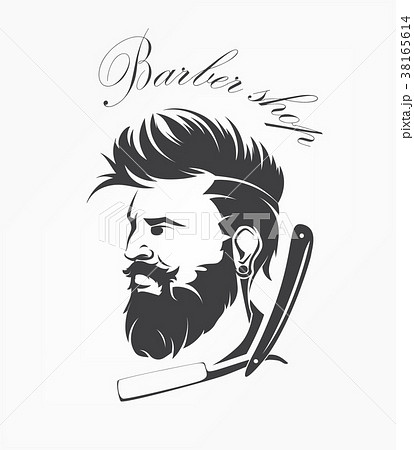 vintage barber shop emblem label badge with beard vintage barber shop emblem label badge with beard 38165614