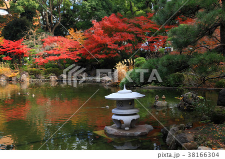 晩秋の彼我庭園にある友好と平和の灯篭 38166304