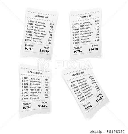 Sales Printed Receipt White Paper Blank Vector 38168352
