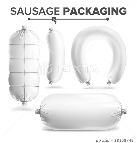 Sausage Package Set Vector. White Mock Up For 38168749