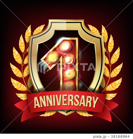 1 Year Anniversary Banner Vector. One Age, First 38168964