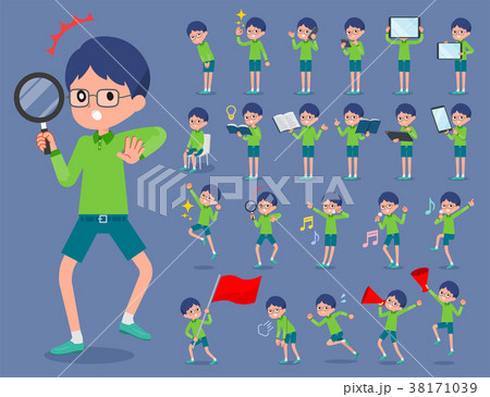 flat type Green clothing glasses boy_2 38171039