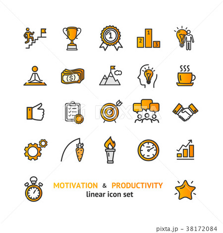 Motivation and Productivity Signs Color Thin Line 38172084