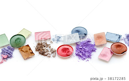 crushed eye shadow isolated on white background 38172285