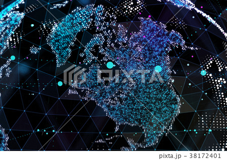 Communication in digital network. Earth Globe. 3d 38172401