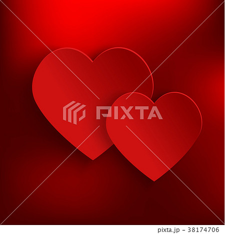 Valentines Day Background with two red 3d hearts 38174706