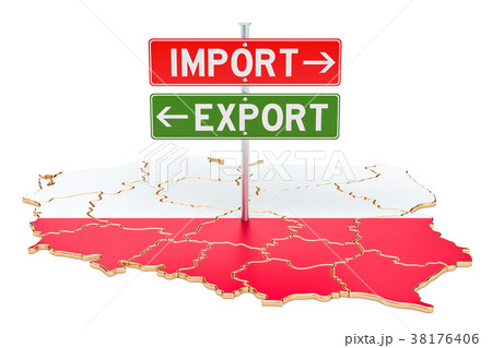 Import and export in Poland concept, 3D rendering Import and export in Poland concept, 3D rendering 38176406