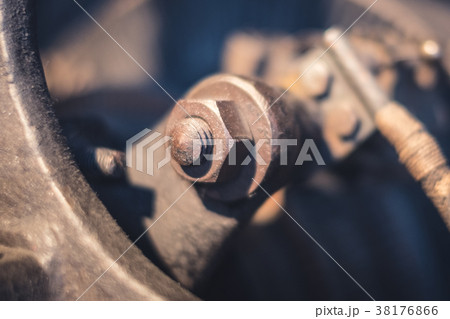 rusty screw and nut macro in old rusted engine rusty screw and nut macro in old rusted engine 38176866