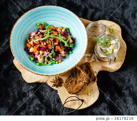 beetroot salad with herring 38178216