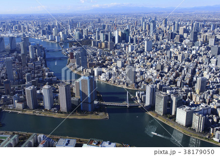 隅田川リバーサイド／佃島上空 38179050