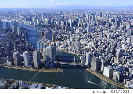 隅田川リバーサイド／佃島上空 38179051
