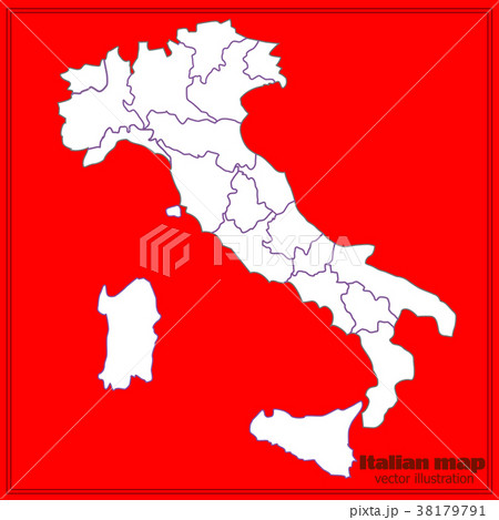 Map of Italy with red background. Vector 38179791