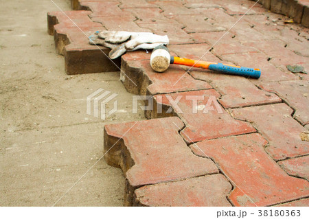laying paving slabs on city square, repairing laying paving slabs on city square, repairing 38180363