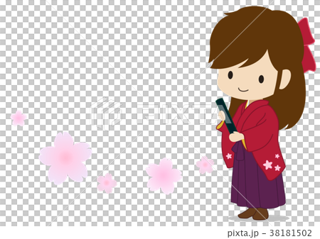 可愛い女子大生 卒業 赤 桜散らし 可愛い女子大生 卒業 赤 桜散らし 38181502