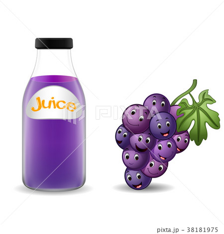 Bottle of grape juice with cute grape cartoon Bottle of grape juice with cute grape cartoon 38181975
