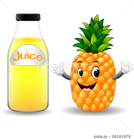 Bottle of pineapple juice with cute pineapple  38181978